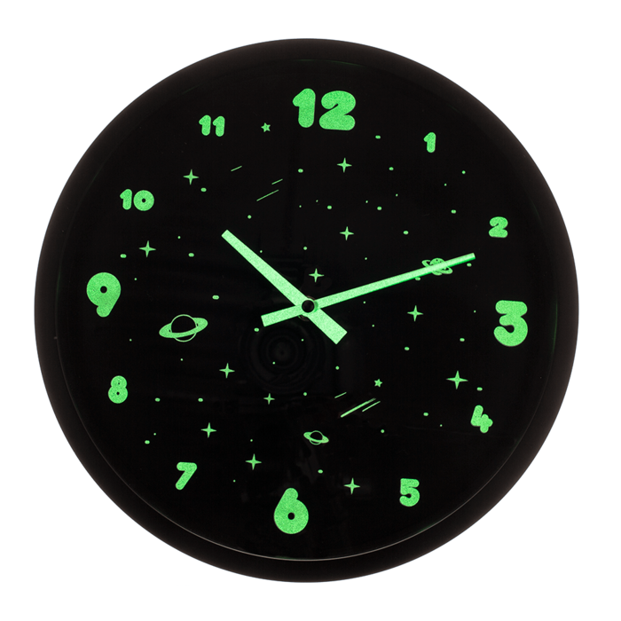 Wanduhr, Space, leuchtet im Dunkeln,