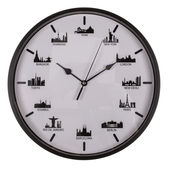Wanduhr, Skylines, 30 x 30 x 3,8 cm,