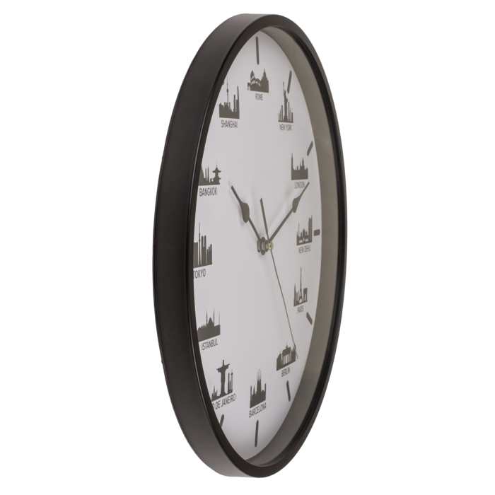 Wanduhr, Skylines, 30 x 30 x 3,8 cm,