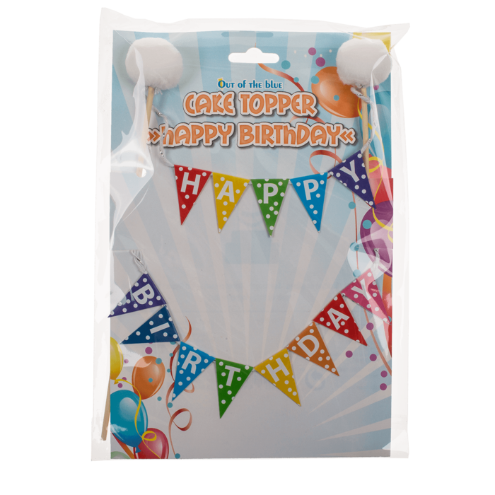 Cake Topper, Happy Birthday, 2-fach sortiert,