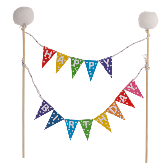 Cake Topper, Happy Birthday, 2-fach sortiert,