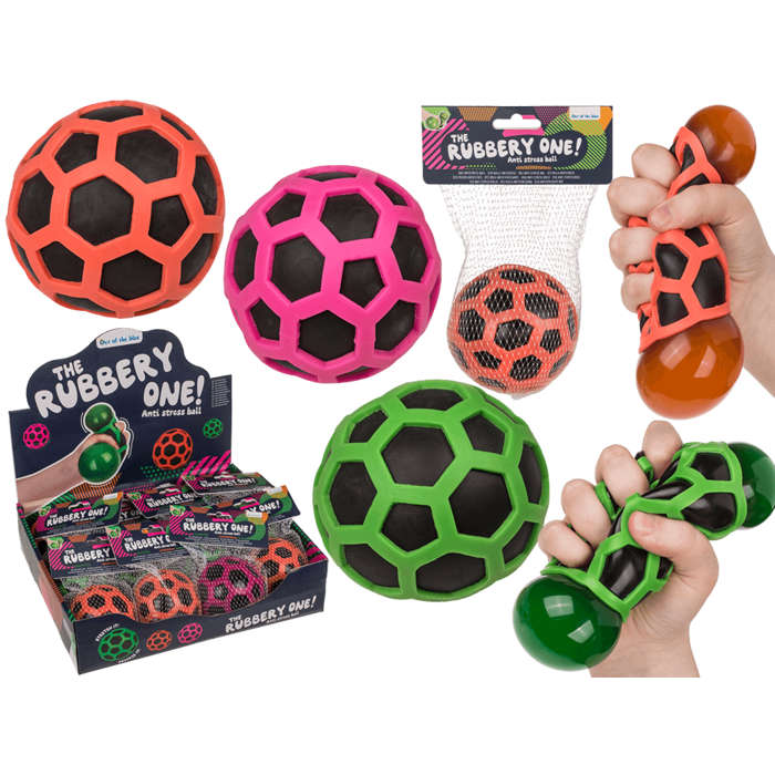 Squeeze-Ball im Gummi-Netz, ca. 8 cm,