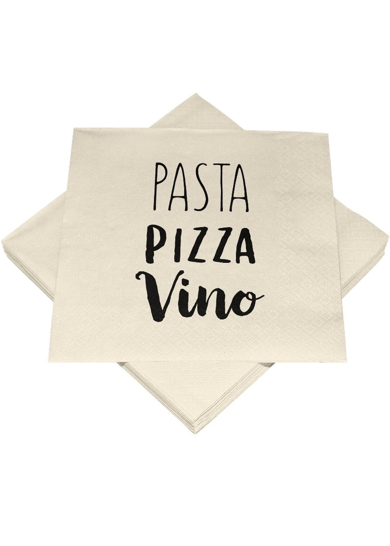 20 Servietten m. Motiv, 3-lg., 33*33cm, Pasta Pizza Vino