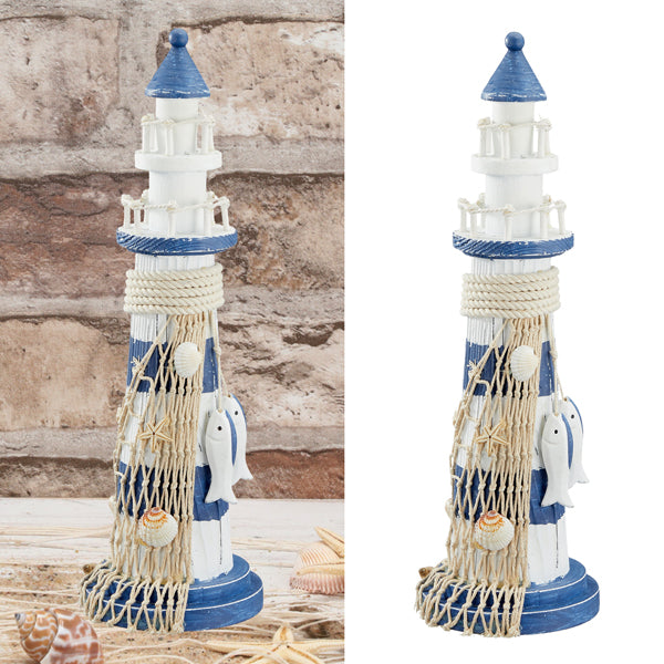 Leuchtturm mit Fischen, M, ca. 10,5x32x10,5 cm
