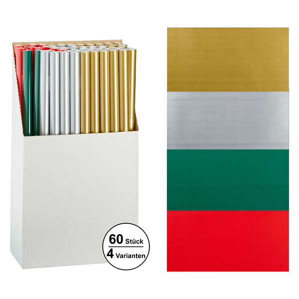 Geschenkpapier 70x200cm " X-Mas uni " 4/sort.