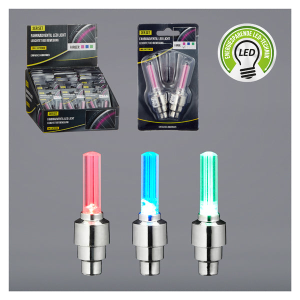 Fahrradventil LED Licht, 2er Set, 3/s