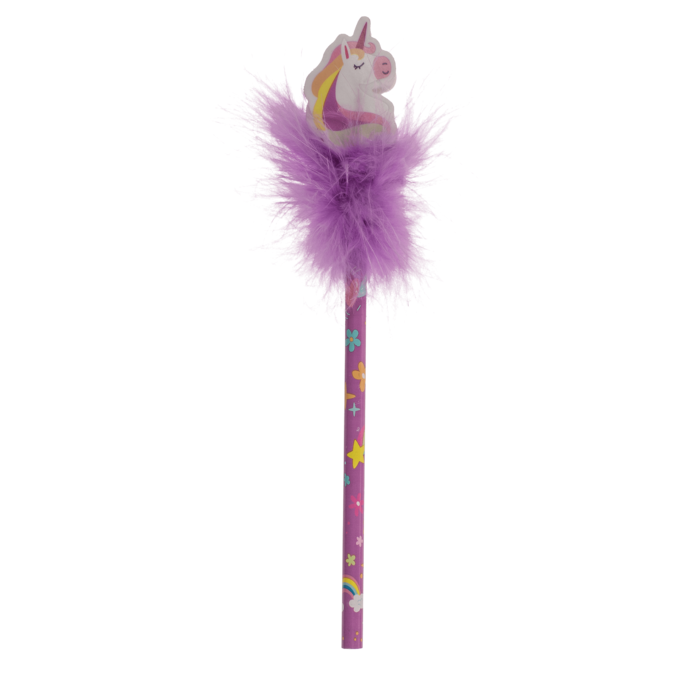 Bleistift mit Radiergummi, Flauschiges Einhorn,