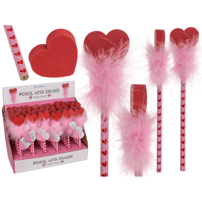 Bleistift mit Radiergummi, Flauschiges Herz,