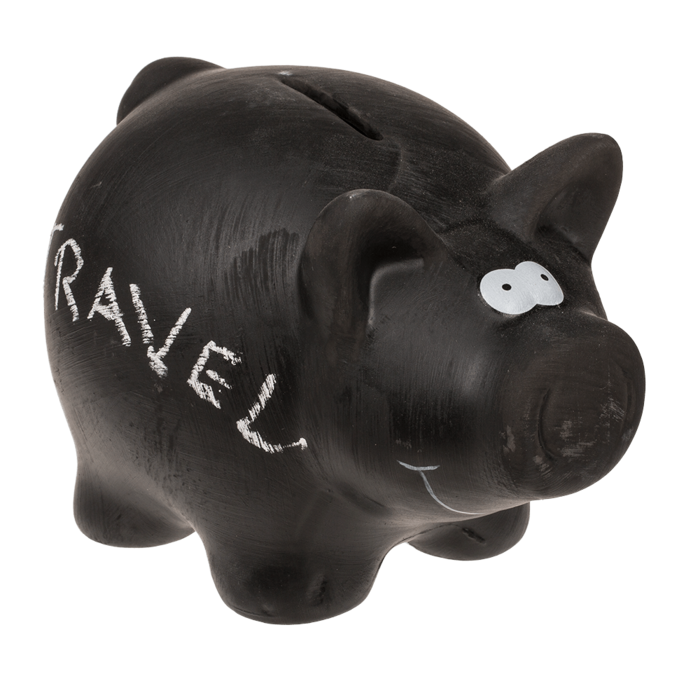 Spardose, Schwarzes Schwein, mit Kreide