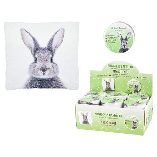 Magisches Handtuch Hase, DELUXE, ca. 30x30cm