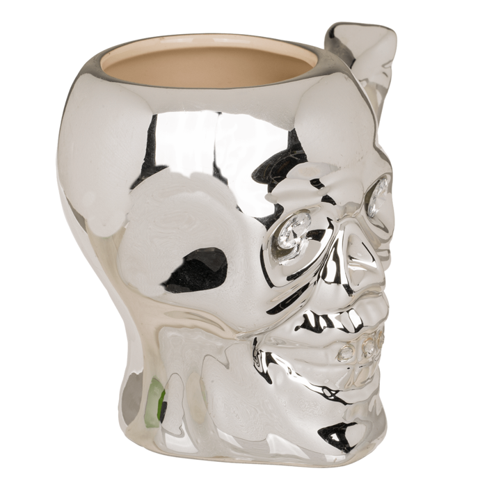 Becher, Totenkopf mit Kristallsteinen,