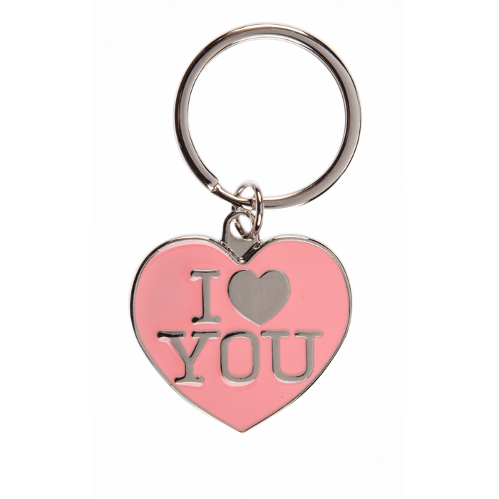 Metall-Schlüsselanhänger, Herz mit I love you,