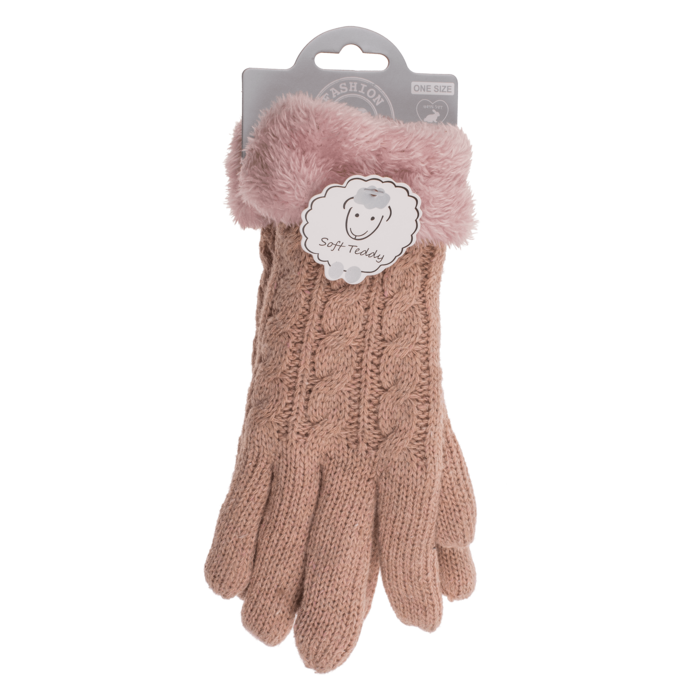 Kuschel-Handschuhe, Elegant,  Zopfmuster,