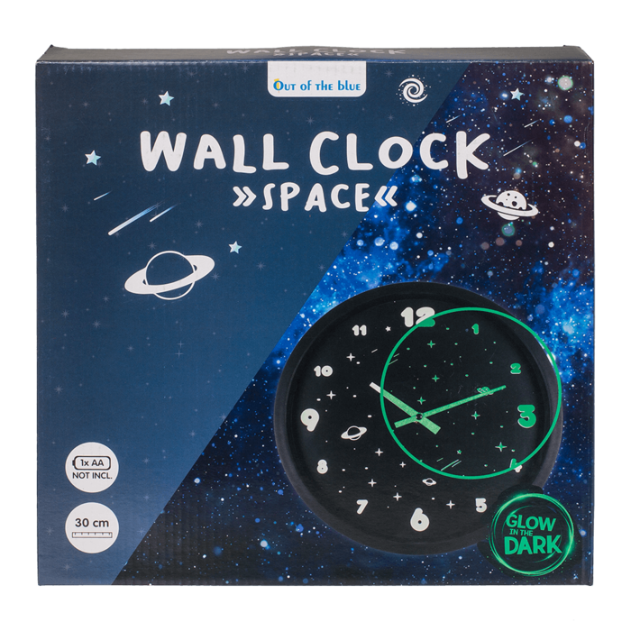 Wanduhr, Space, leuchtet im Dunkeln,