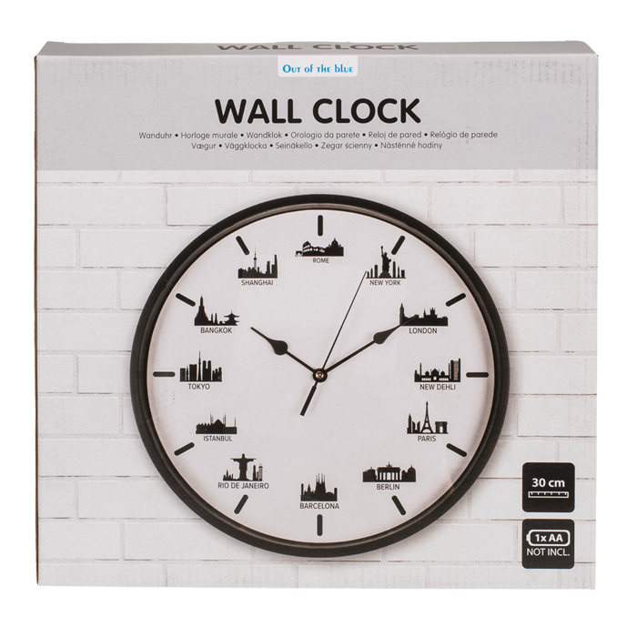 Wanduhr, Skylines, 30 x 30 x 3,8 cm,