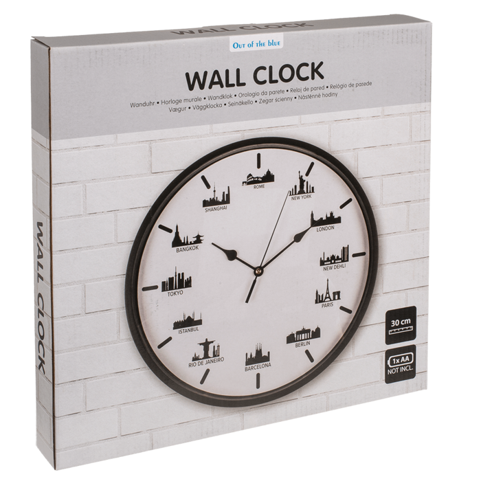 Wanduhr, Skylines, 30 x 30 x 3,8 cm,