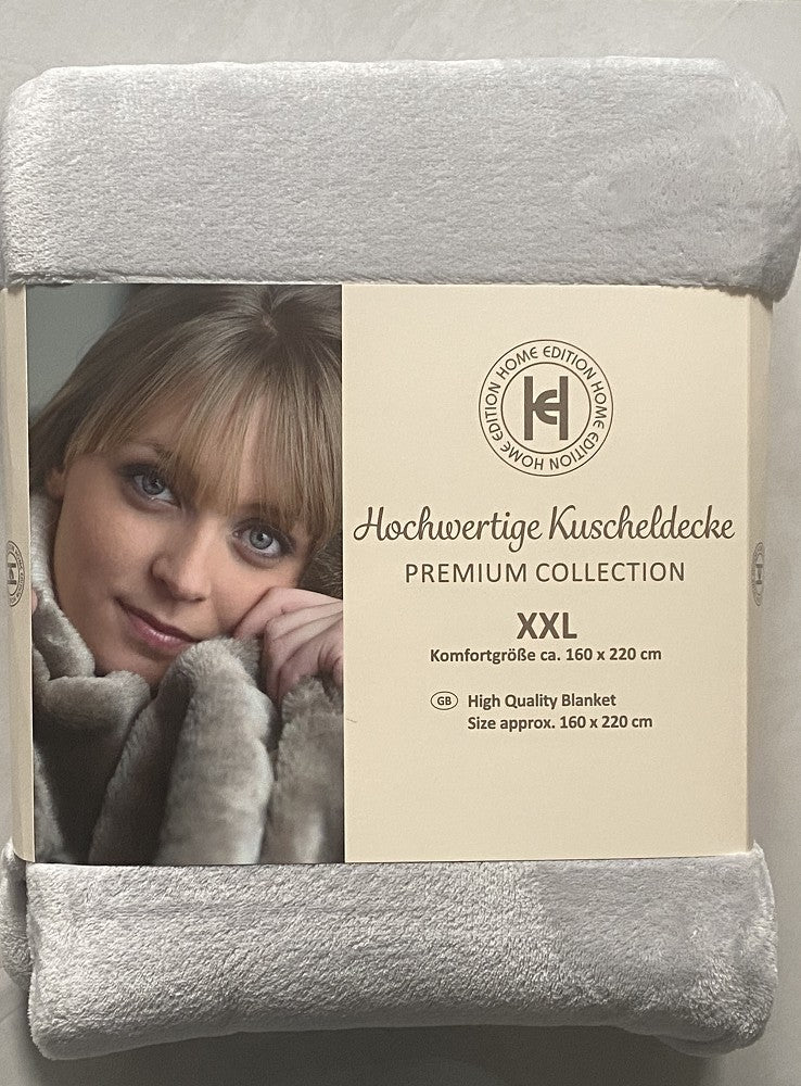 Flanell Kuschel-Decke XXL silber