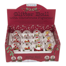 Schneekugel, Weihnachtsfigur, auf rotem & grünem