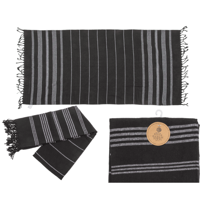 Weiß/schwarzes Fouta-Hamamtuch