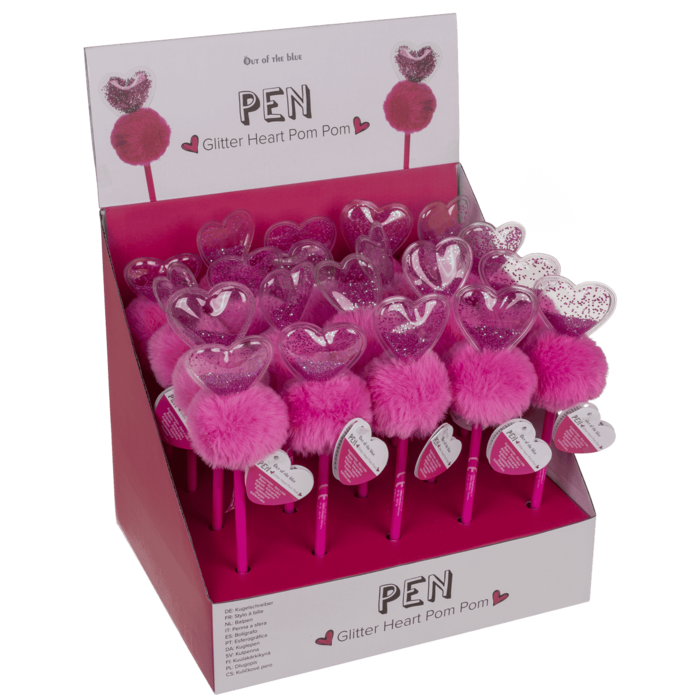 Kugelschreiber, Glitzerherz Pom Pom,