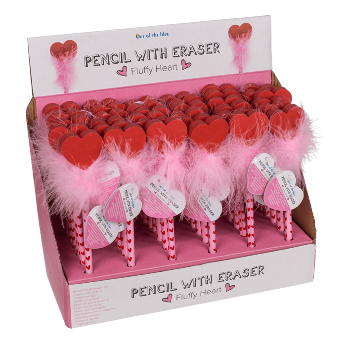 Bleistift mit Radiergummi, Flauschiges Herz,