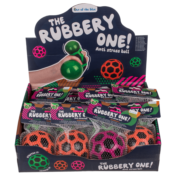 Squeeze-Ball im Gummi-Netz, ca. 8 cm,
