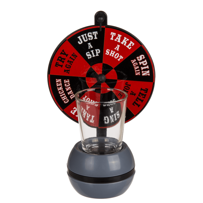 Trinkspiel, Wheel of Shots, mit Shooter-Glas &