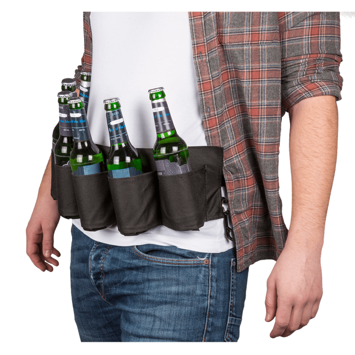 Schwarzer Flaschenhalter, Bier-Gürtel, 123 cm,