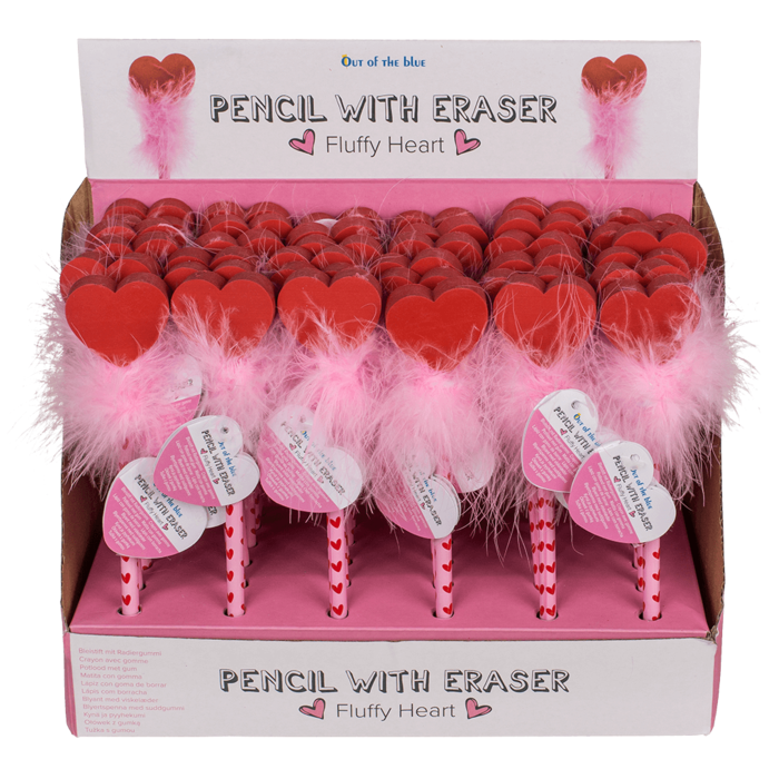 Bleistift mit Radiergummi, Flauschiges Herz,