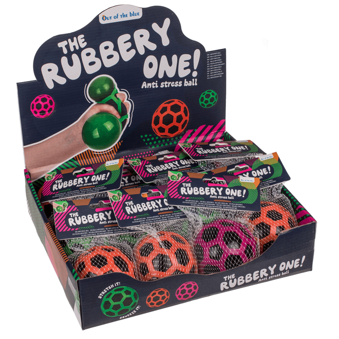 Squeeze-Ball im Gummi-Netz, ca. 8 cm,