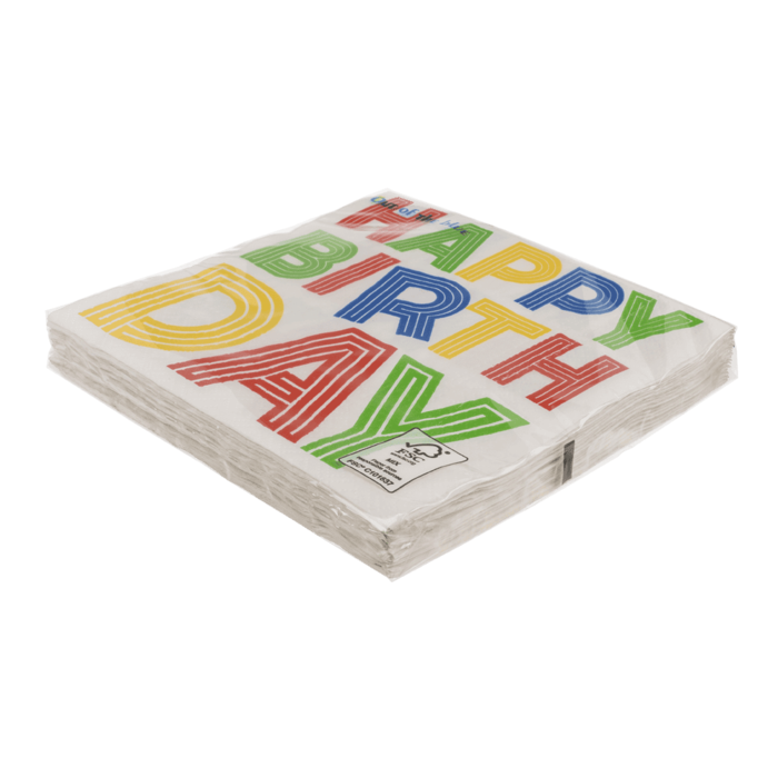 Papier-Servietten, Happy Birthday, 33 x 33 cm,