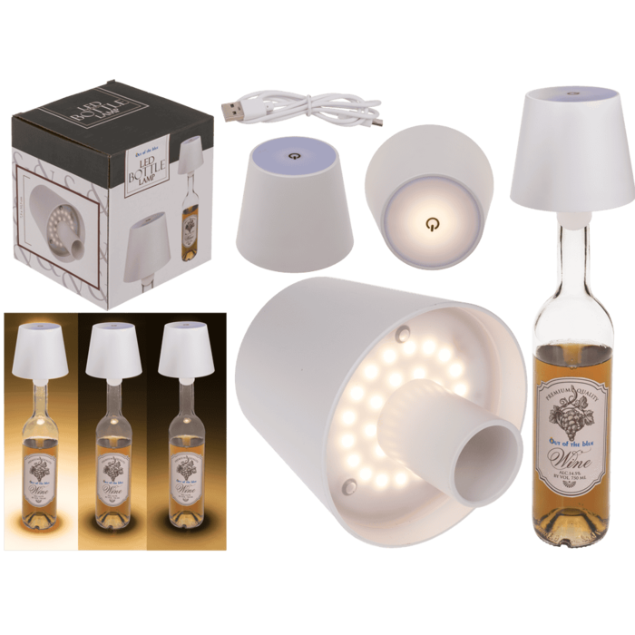 LED Flaschenleuchte, weiß, 3 Modi (an/aus/dimmbar)