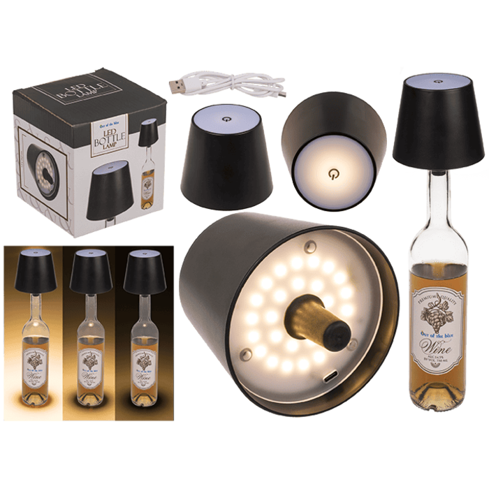 LED Flaschenleuchte, schwarz,