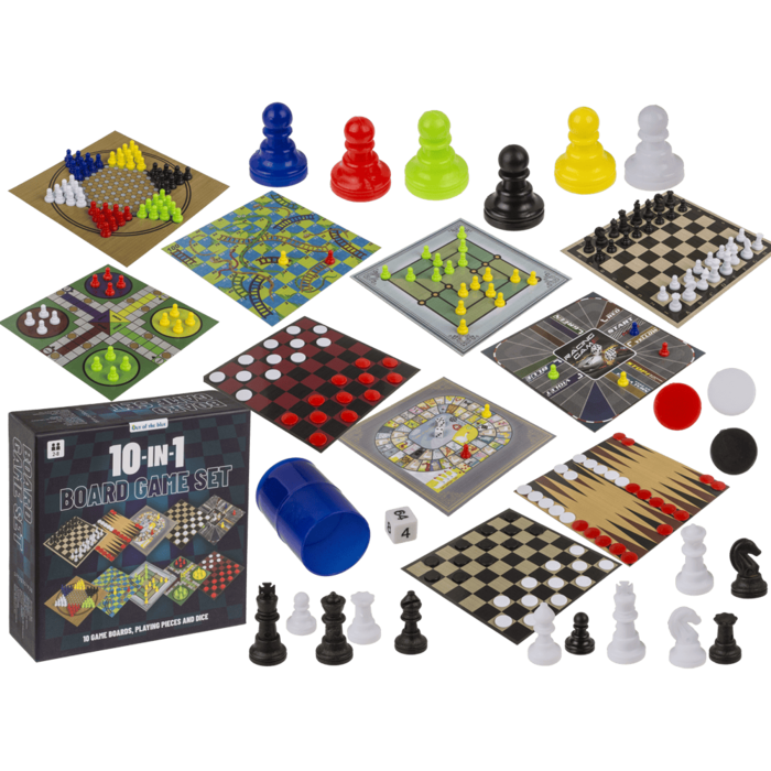 Brettspiel Set, 10 in 1, 15 x 15 cm,