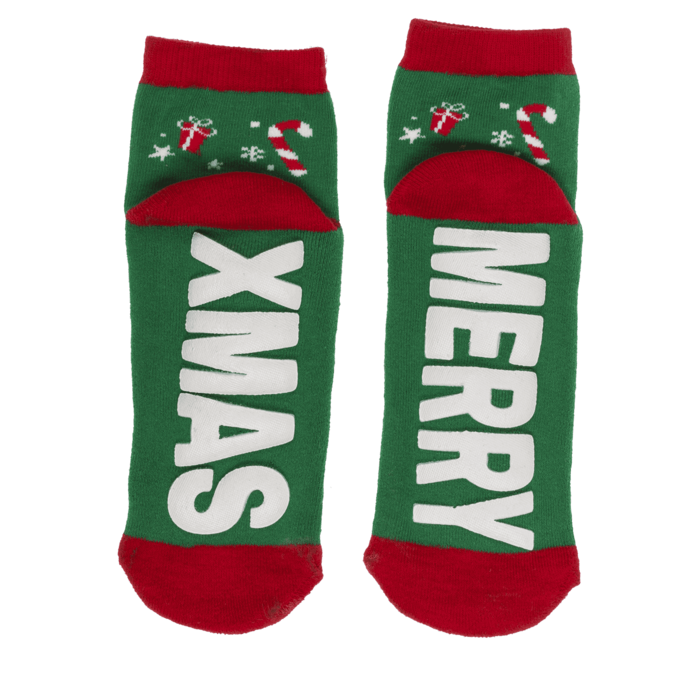 Socken, mit ABS-Sohle, Merry XMas, Einheitsgröße,