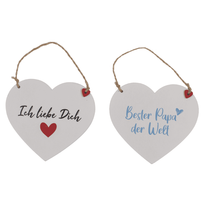 Holz-Herzen mit Sprüchen, zum Hängen,