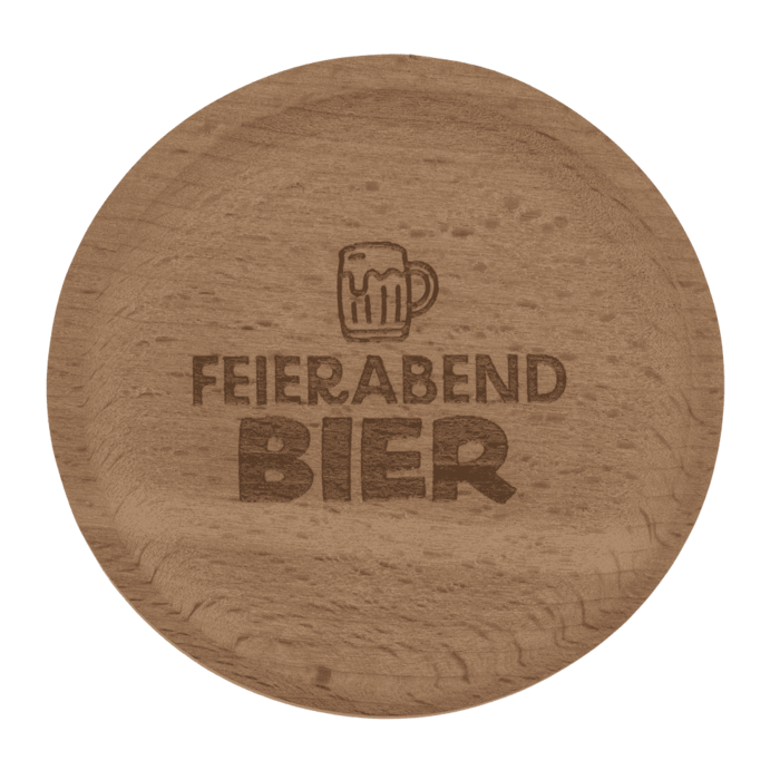 Holz-Untersetzer, mit Spuch und Flaschenöffner,