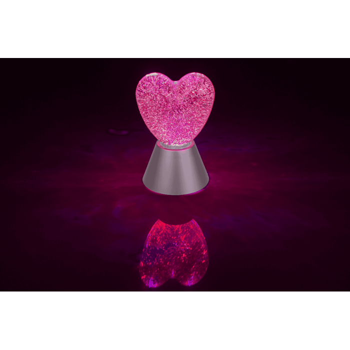 Glitter-Leuchte „Herz“, mit rotem Glitter,