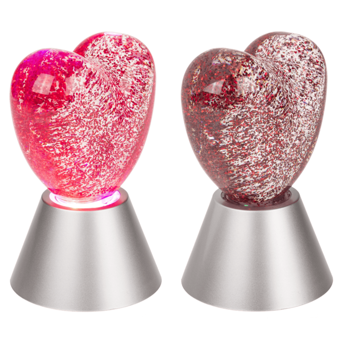 Glitter-Leuchte „Herz“, mit rotem Glitter,