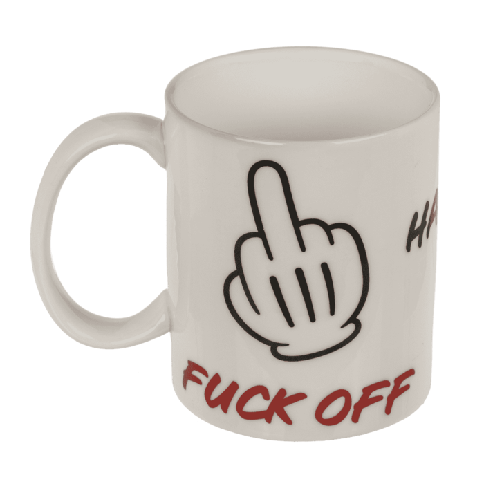 Becher, Fuck off, aus Keramik, 8 x 10 cm,