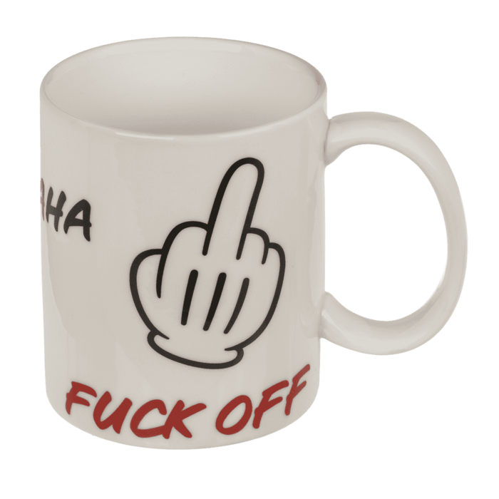 Becher, Fuck off, aus Keramik, 8 x 10 cm,