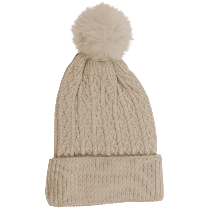 Damen-Winter-Beanie mit Kunststoffbommel,