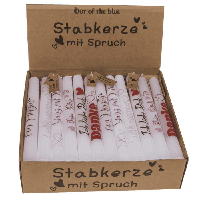 Stabkerze mit Sprüchen, 2,15 x 25 cm,
