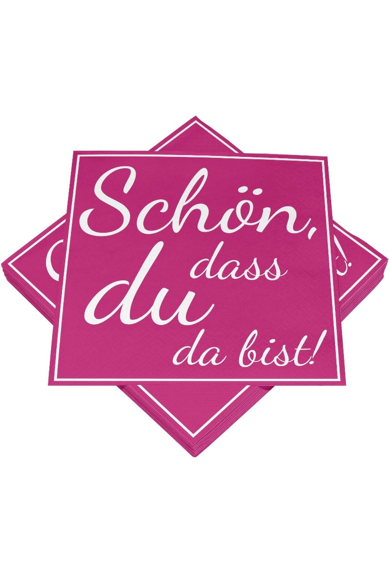 20 Servietten m. Motiv, 3-lg., 33*33cm, Schön,dass… pink