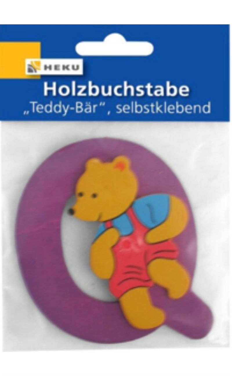 Holzbuchstabe "Teddy-Bär", selbstklebend, Q