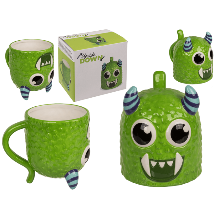 Becher, Monster, verkehrt herum, grün,