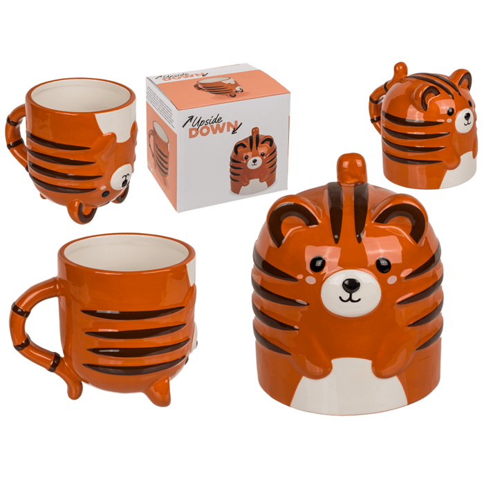 Becher, Tiger, verkehrt herum, ca 12 x 14 cm,