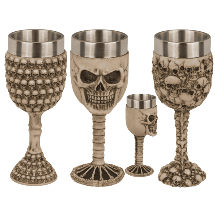 Becher, Totenkopf, mit Edelstahleinsatz,