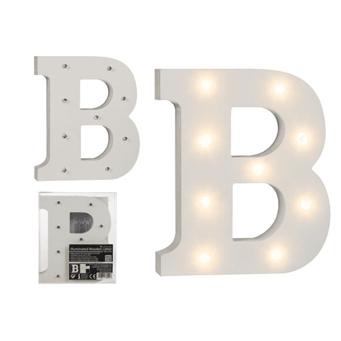 Beleuchteter Holz-Buchstabe B, mit 9 LED,