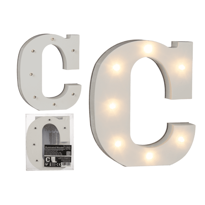 Beleuchteter Holz-Buchstabe C, mit 7 LED,